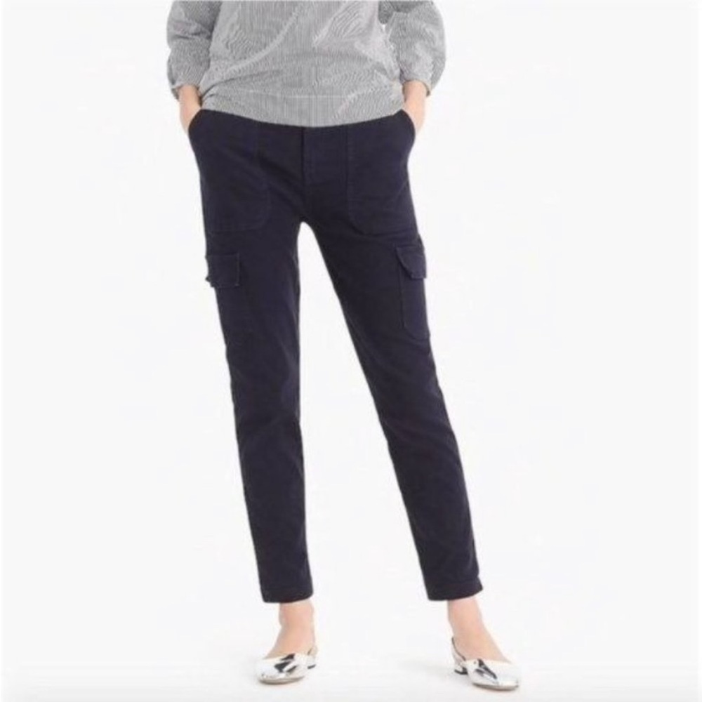 J.Crew Women's Straight Leg Utility Cargo Pants Navy Blue Size 28